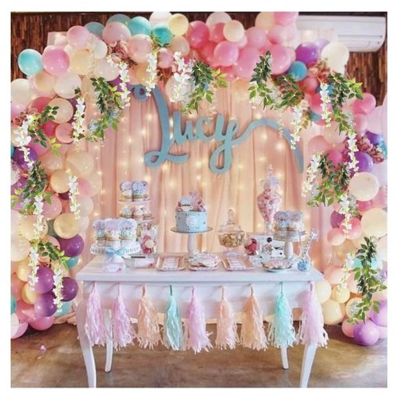 Faux Silk Wisteria Hanging Flowers Garland Vine Wedding Party Decor | 4 pieces - Picture 4 of 4